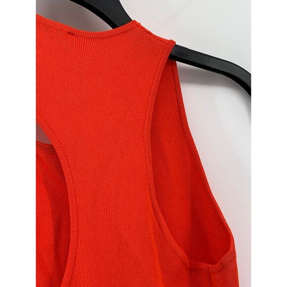 ZARA Women's Red Ribbed Crewneck Cutout Back Sleeveless Bodycon Maxi Dress SZ M - Picture 6 of 10